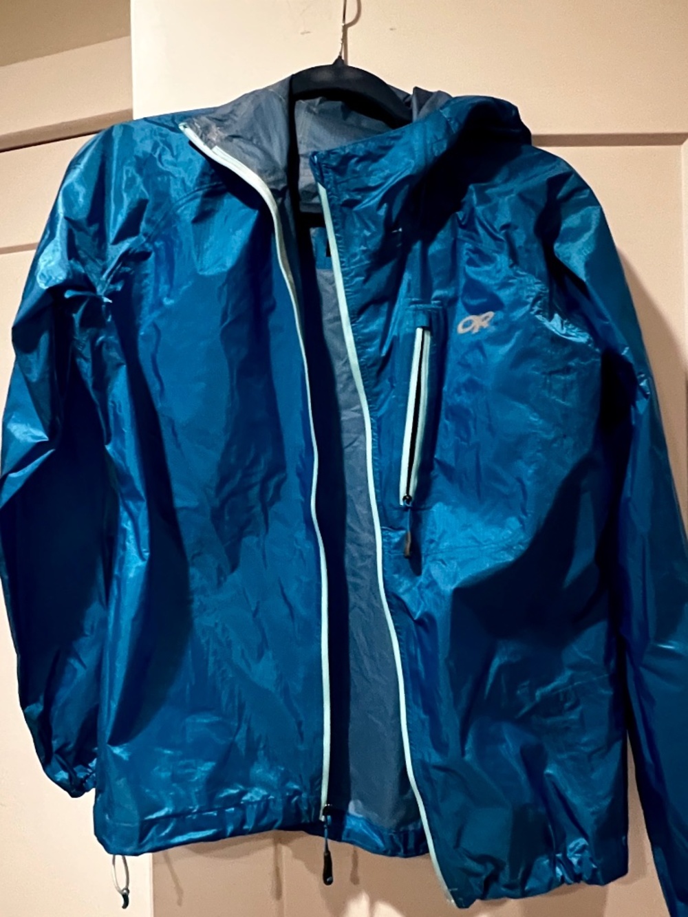 Women's Outdoor Research Helium II Rain Jacket, ultralight, Size Small, Blue